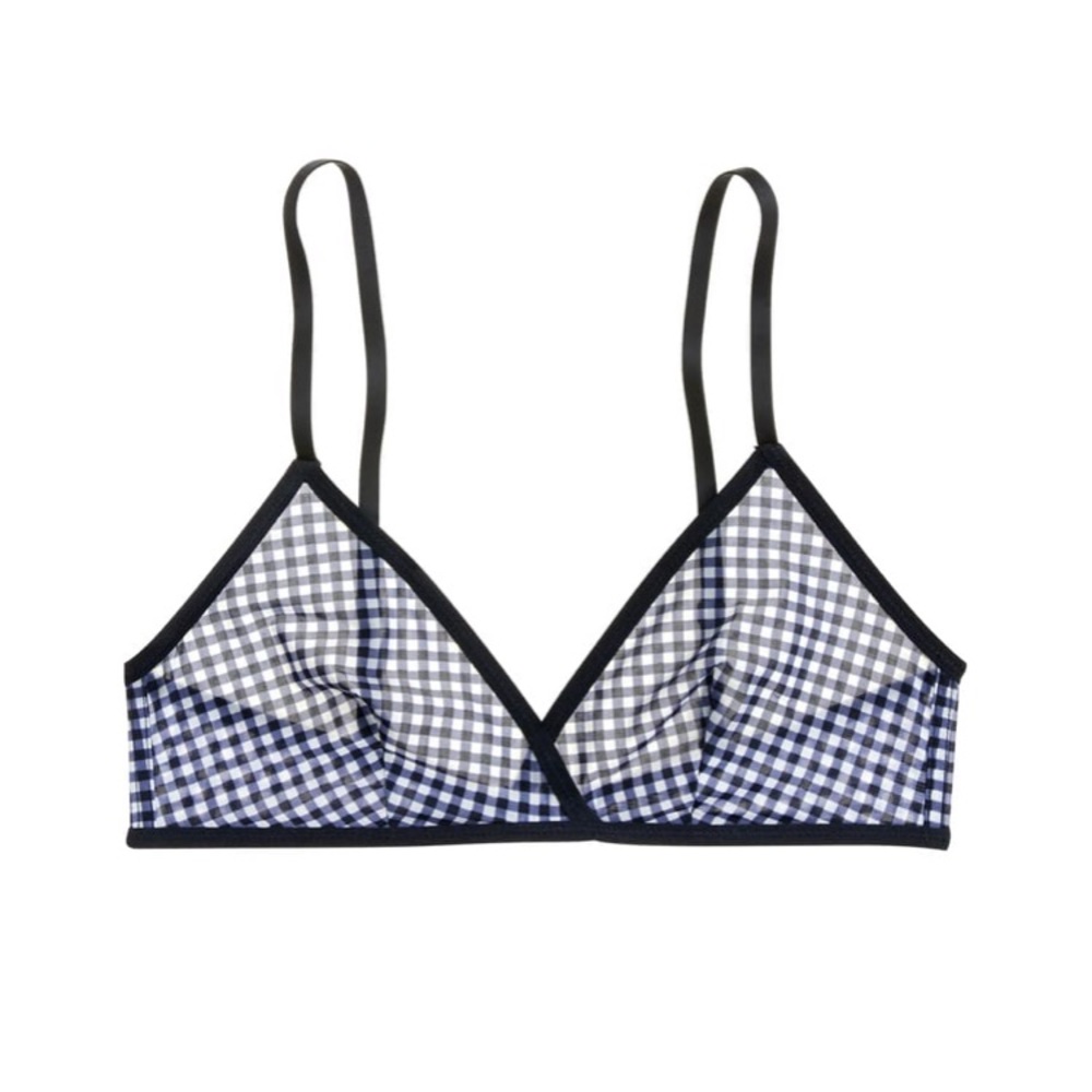 NWT J. Crew French Bralette Gingham Microfiber